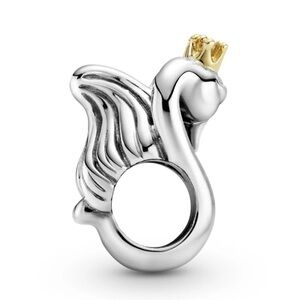 PANDORA Swan Embrace Charm 791189 W/ 14k Gold Fairy Tale Line 2016